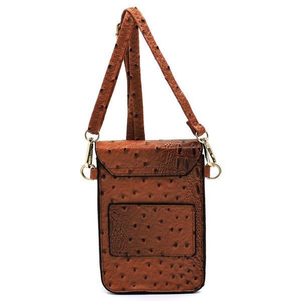 Ostrich Croc Crossbody Phone Purse - Pikemla