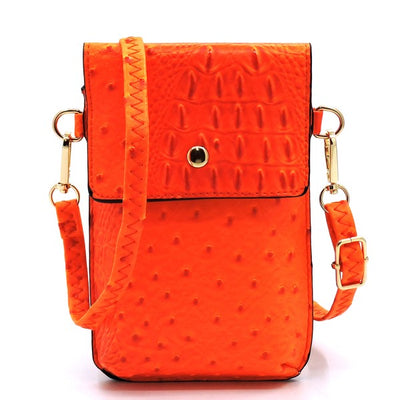 Ostrich Croc Crossbody Phone Purse - Pikemla