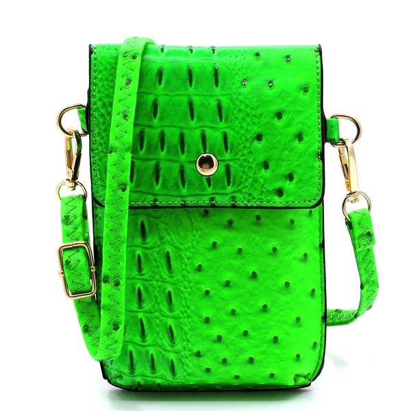 Ostrich Croc Crossbody Phone Purse - Pikemla