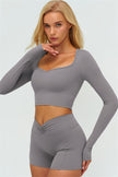 The Lushness Long Sleeve Crop top Shorts 2-Piece Set