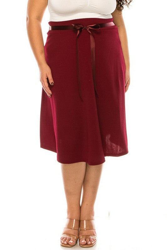 Red A-Line Skirt -Plus Sized - Pikemla