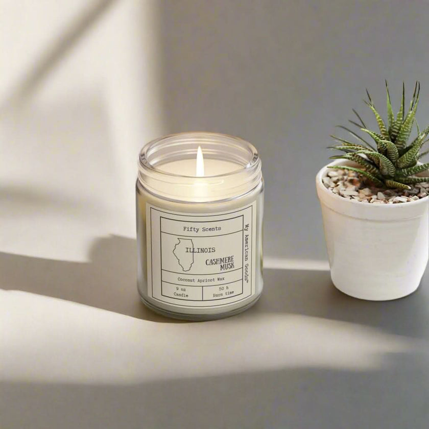 Illinois - Coconut Apricot Scented Candle | Cashmere Musk Aroma | Home Fragrance