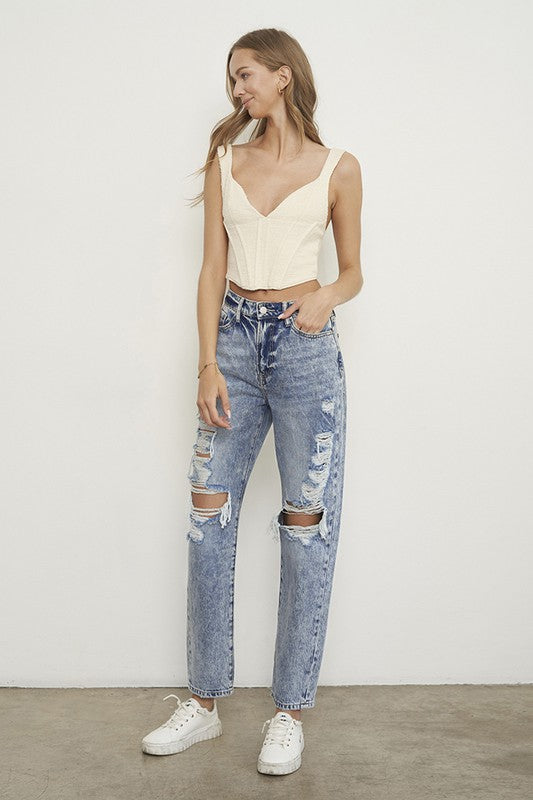 SLIM BOYFRIEND JEANS - Pikemla