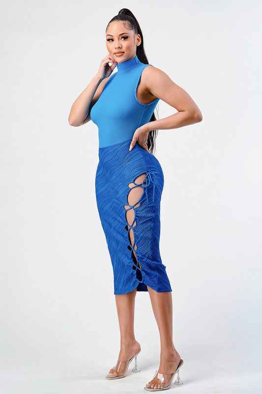 Ocean blue sleeveless sexy dress