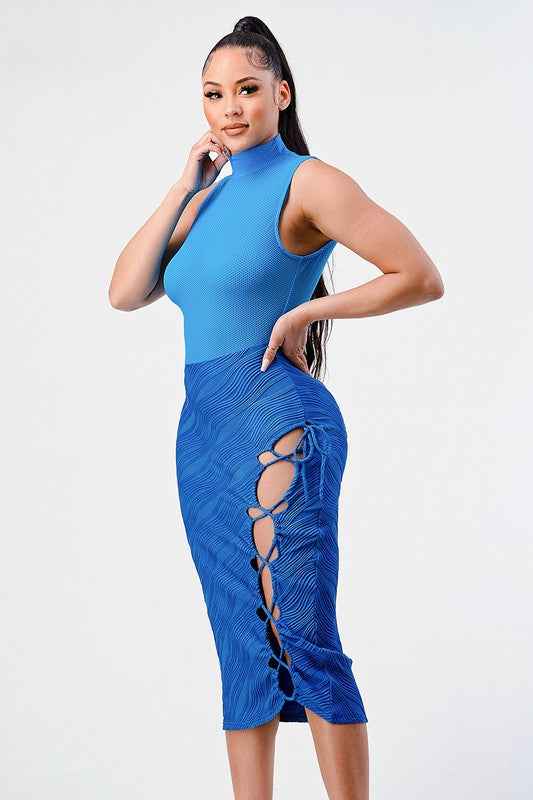 Ocean blue sleeveless sexy dress