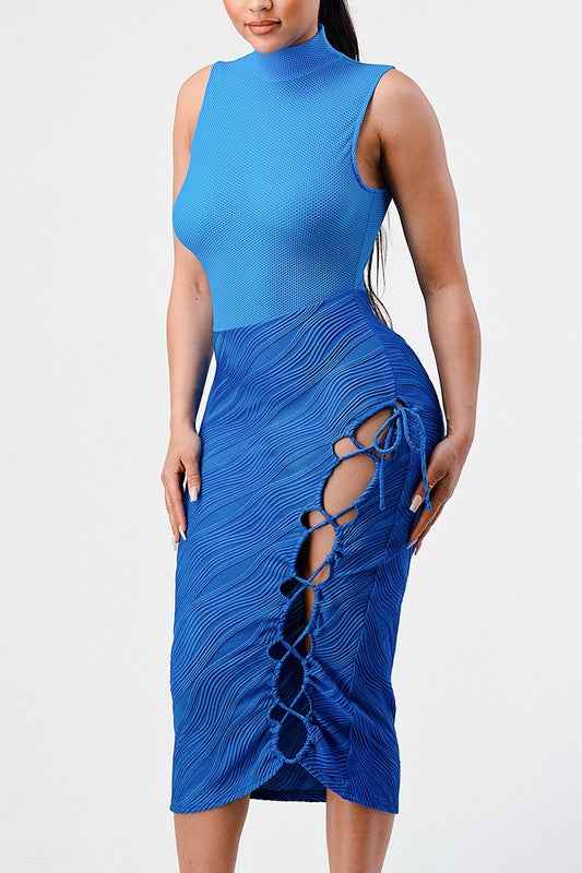 Ocean blue sleeveless sexy dress