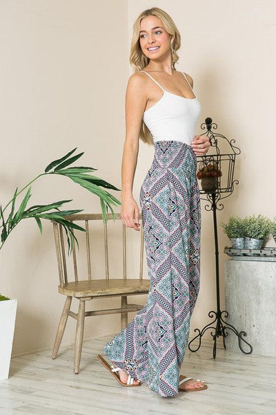 Smocked Wide Leg Pants - Pikemla