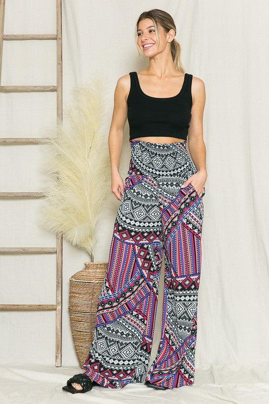 Smocked Wide Leg Pants - Pikemla