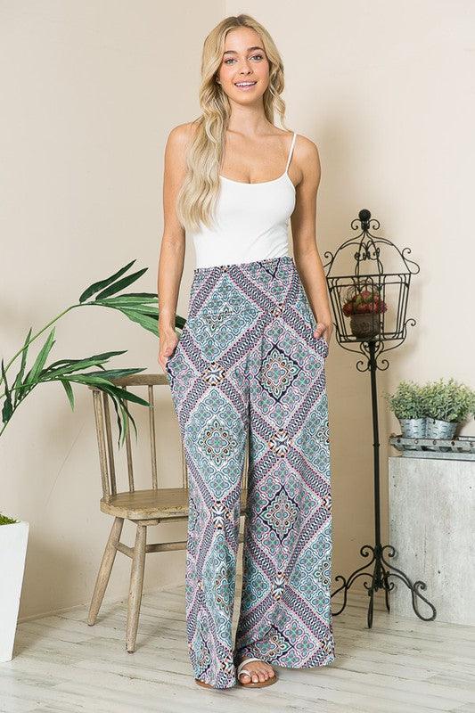 Smocked Wide Leg Pants - Pikemla