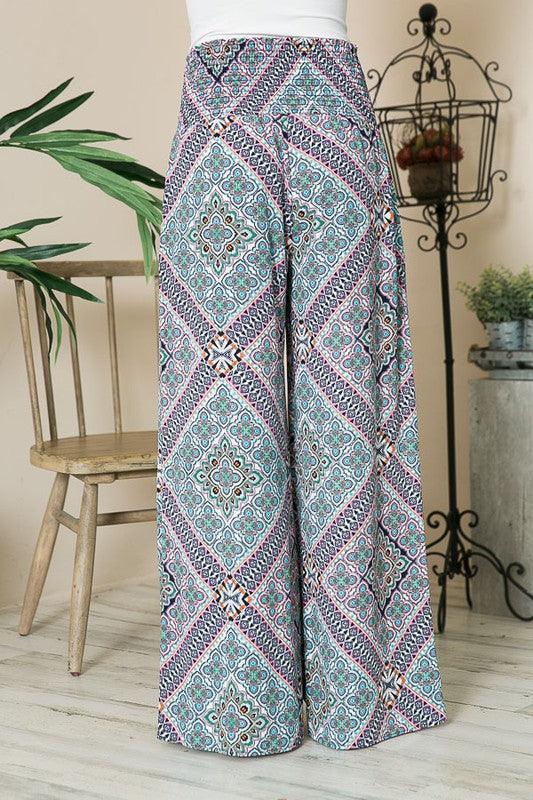 Smocked Wide Leg Pants - Pikemla