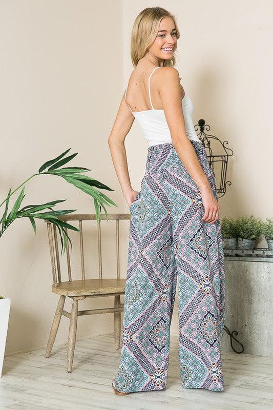 Smocked Wide Leg Pants - Pikemla