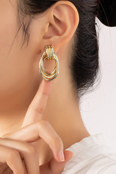 Premium Trio Metal Knot and Hoop Earrings - Pikemla