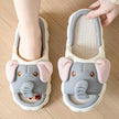 Couples Openings Open Toe Animal Linen Slippers