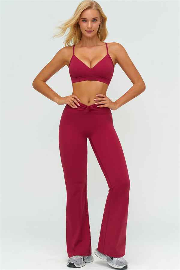 The Lushness Y-Back Sports Bra Flared Leggings 2-Piece Set