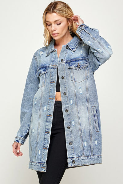 Ayala Distressed Demin Jacket - Pikemla