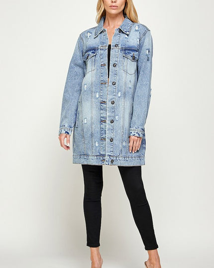 Ayala Distressed Demin Jacket - Pikemla