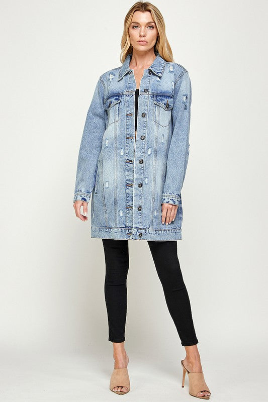 Ayala Distressed Demin Jacket - Pikemla