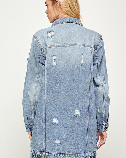 Ayala Distressed Demin Jacket - Pikemla