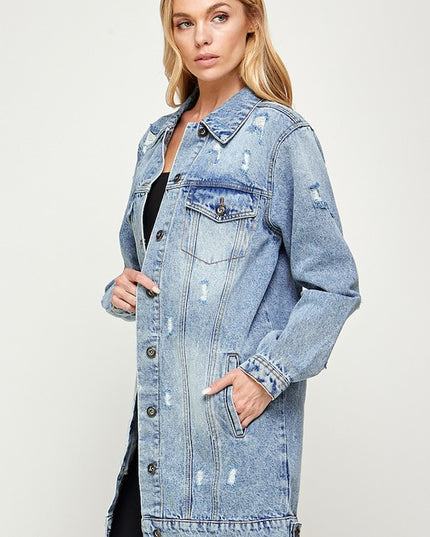 Ayala Distressed Demin Jacket - Pikemla