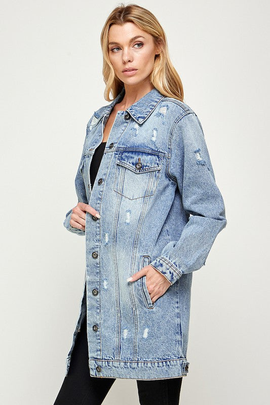 Ayala Distressed Demin Jacket - Pikemla