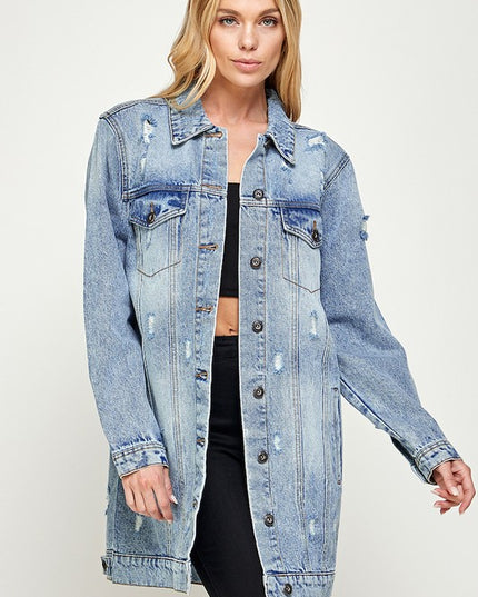 Ayala Distressed Demin Jacket - Pikemla