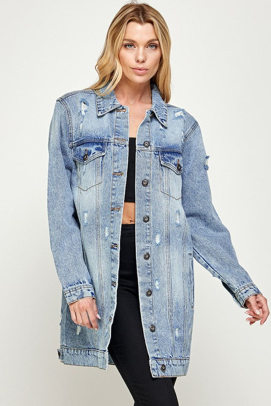 Ayala Distressed Demin Jacket - Pikemla