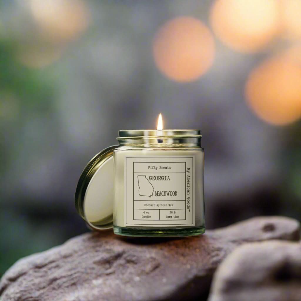 Georgia - Cozy Scented Candles - Coconut Apricot Wax - Beachwood Fragrance