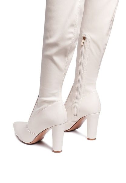 ZADE THIGH HIGH LONG BOOTS IN STRETCH PATENT PU - Pikemla