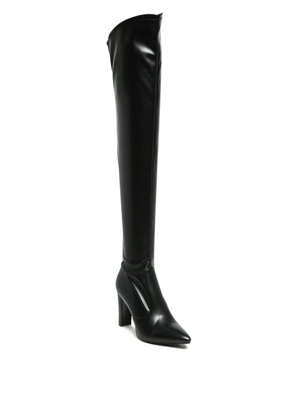 ZADE THIGH HIGH LONG BOOTS IN STRETCH PATENT PU - Pikemla