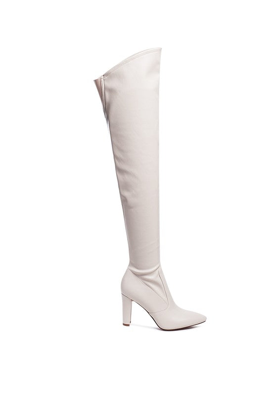 ZADE THIGH HIGH LONG BOOTS IN STRETCH PATENT PU - Pikemla