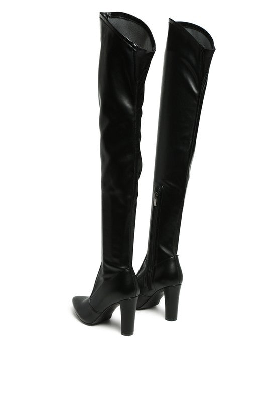 ZADE THIGH HIGH LONG BOOTS IN STRETCH PATENT PU - Pikemla