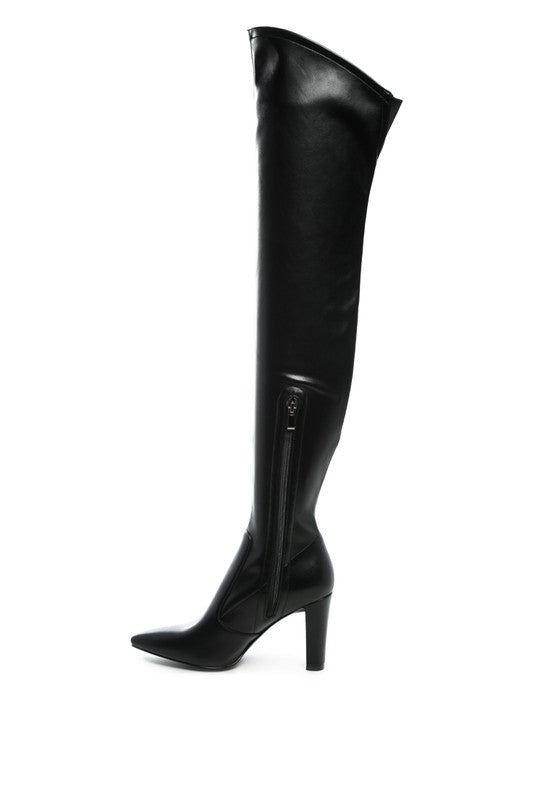 ZADE THIGH HIGH LONG BOOTS IN STRETCH PATENT PU - Pikemla