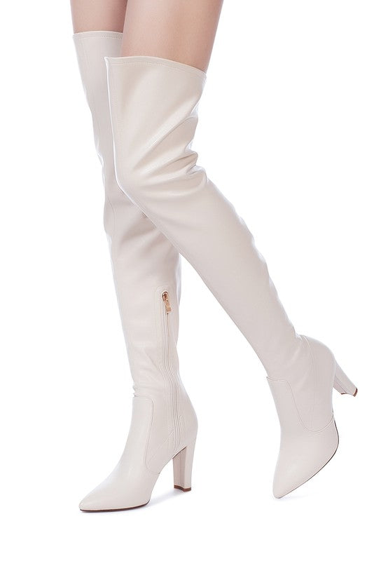 ZADE THIGH HIGH LONG BOOTS IN STRETCH PATENT PU - Pikemla