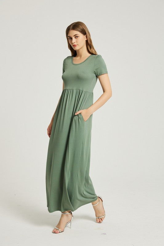 Sage Maxi Dress with Pockets - Pikemla