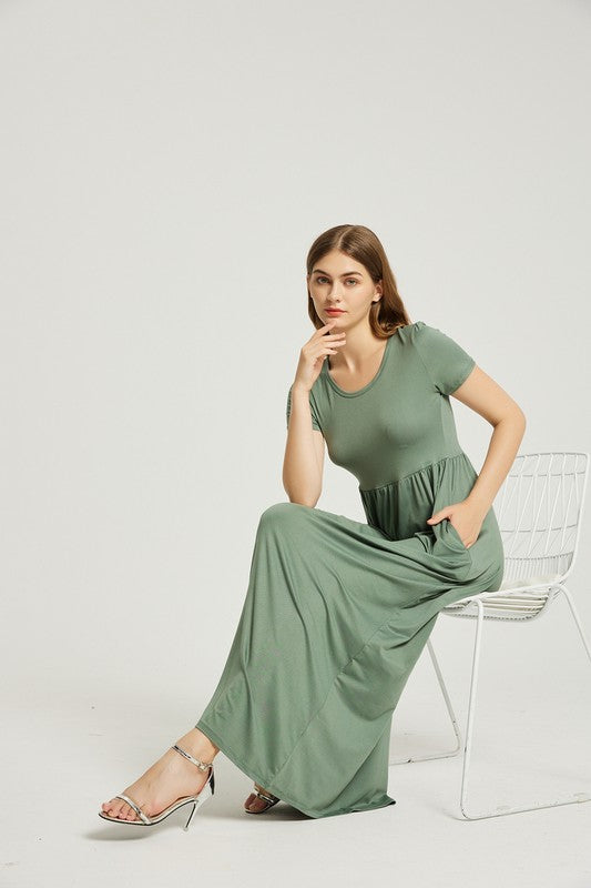 Sage Maxi Dress with Pockets - Pikemla