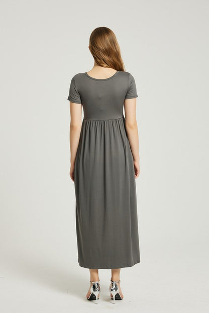 Charcoal Maxi Dress With Pockets - Pikemla