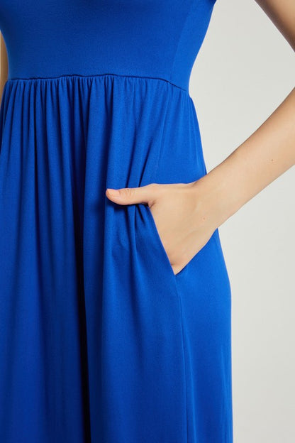 Royal Blue Maxi Dress With Pockets - Pikemla