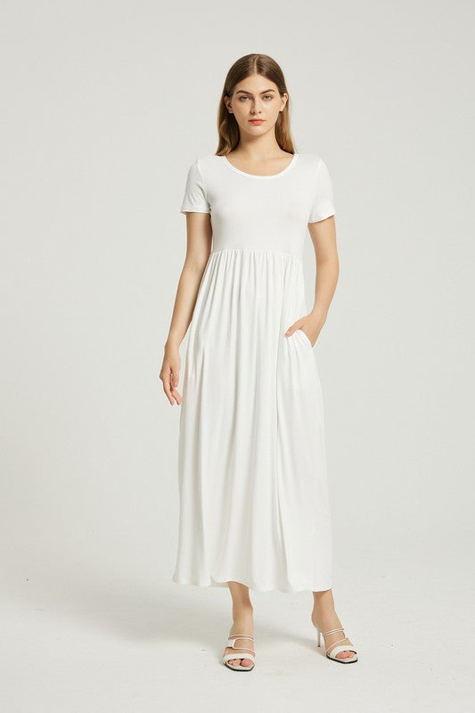 Women's Summer Casual Maxi Dress With Pocket - Pikemla