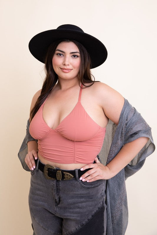 Plus Size Ruched Bralette Top - Pikemla