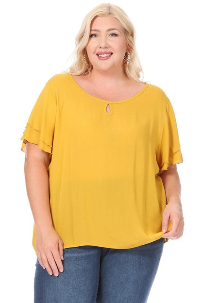 Flutter Sleeved Blouse -Plus Sized - Pikemla