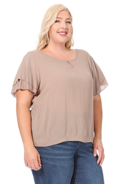 Flutter Sleeved Blouse -Plus Sized - Pikemla