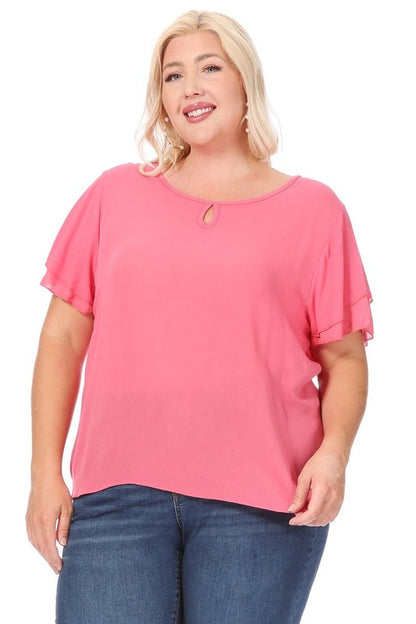 Flutter Sleeved Blouse -Plus Sized - Pikemla