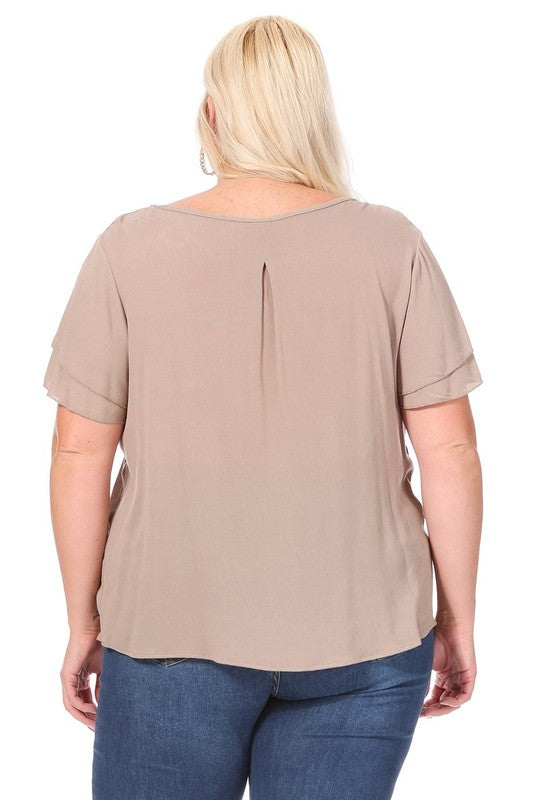 Flutter Sleeved Blouse -Plus Sized - Pikemla