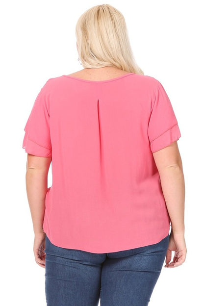 Flutter Sleeved Blouse -Plus Sized - Pikemla