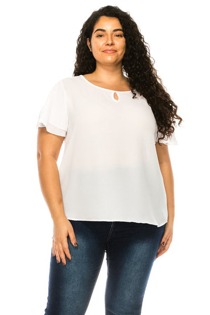 Flutter Sleeved Blouse -Plus Sized - Pikemla