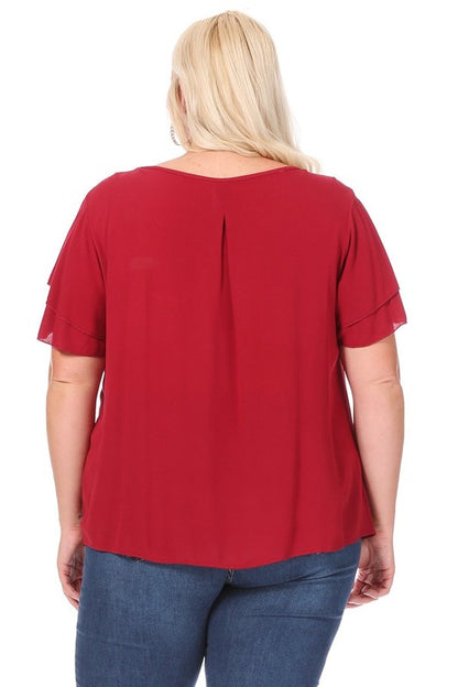 Flutter Sleeved Blouse -Plus Sized - Pikemla