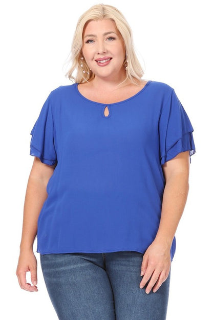 Flutter Sleeved Blouse -Plus Sized - Pikemla