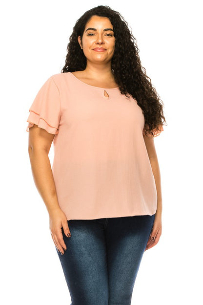 Flutter Sleeved Blouse -Plus Sized - Pikemla