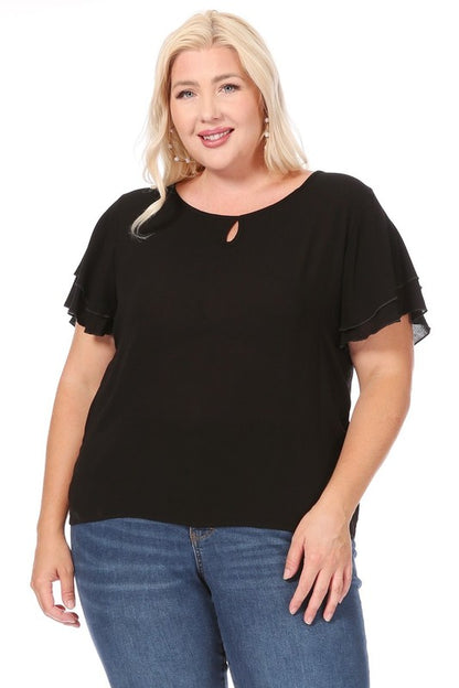 Flutter Sleeved Blouse -Plus Sized - Pikemla