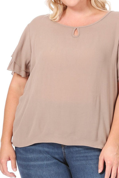 Flutter Sleeved Blouse -Plus Sized - Pikemla